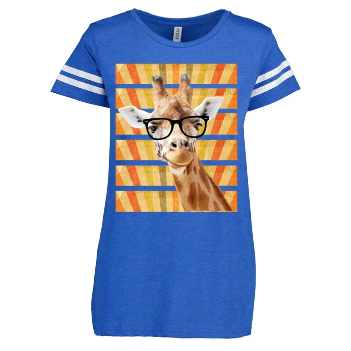 Retro Vintage Giraffe Sunglasses Funny Animal Lover Cool Gift Enza Ladies Jersey Football T-Shirt