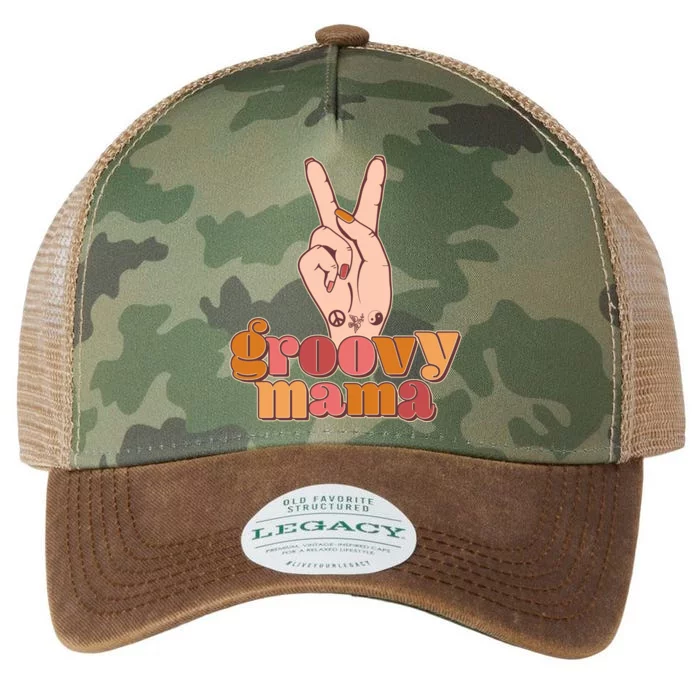 Retro Vintage Groovy Mama Peace Sign Legacy Tie Dye Trucker Hat