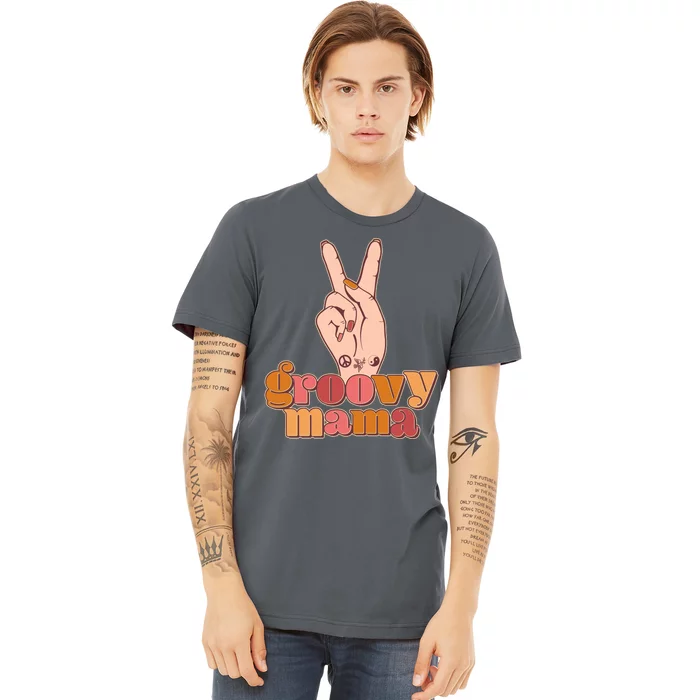 Retro Vintage Groovy Mama Peace Sign Premium T-Shirt