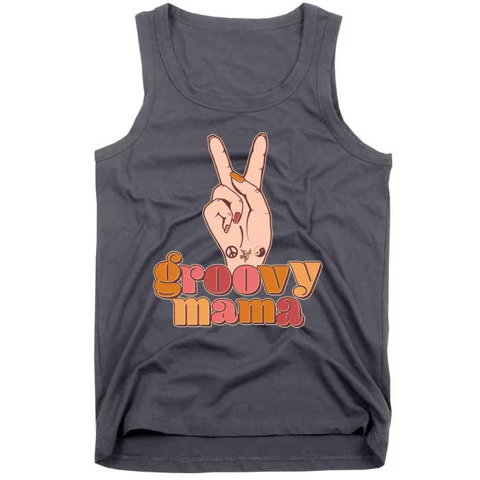 Retro Vintage Groovy Mama Peace Sign Tank Top