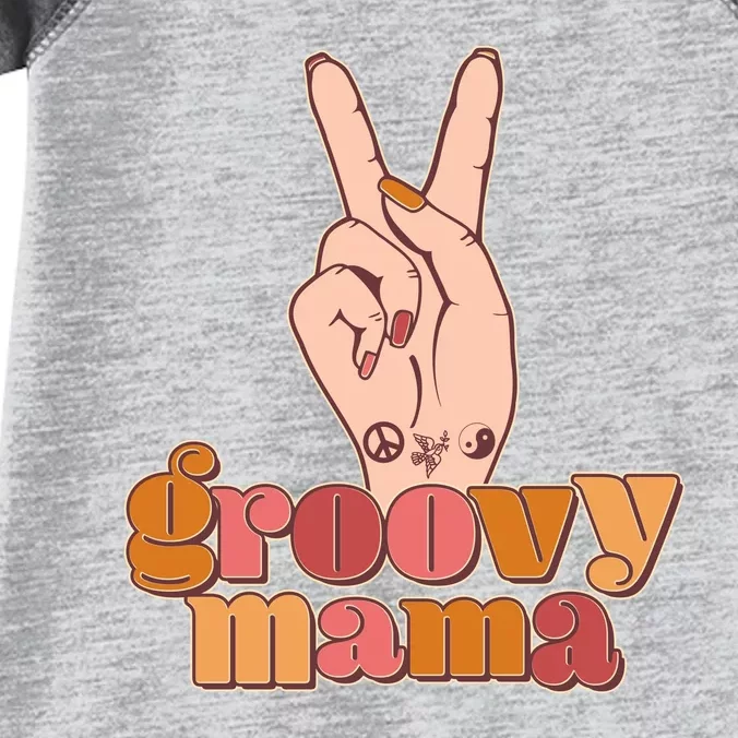 Retro Vintage Groovy Mama Peace Sign Infant Baby Jersey Bodysuit