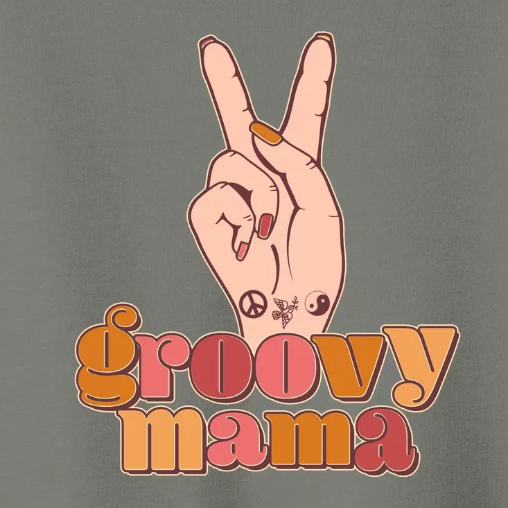 Retro Vintage Groovy Mama Peace Sign Toddler T-Shirt