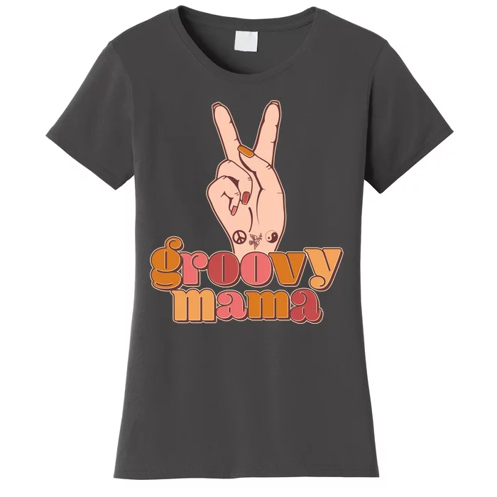 Retro Vintage Groovy Mama Peace Sign Women's T-Shirt