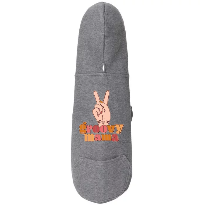 Retro Vintage Groovy Mama Peace Sign Doggie 3-End Fleece Hoodie