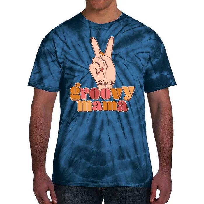 Retro Vintage Groovy Mama Peace Sign Tie-Dye T-Shirt