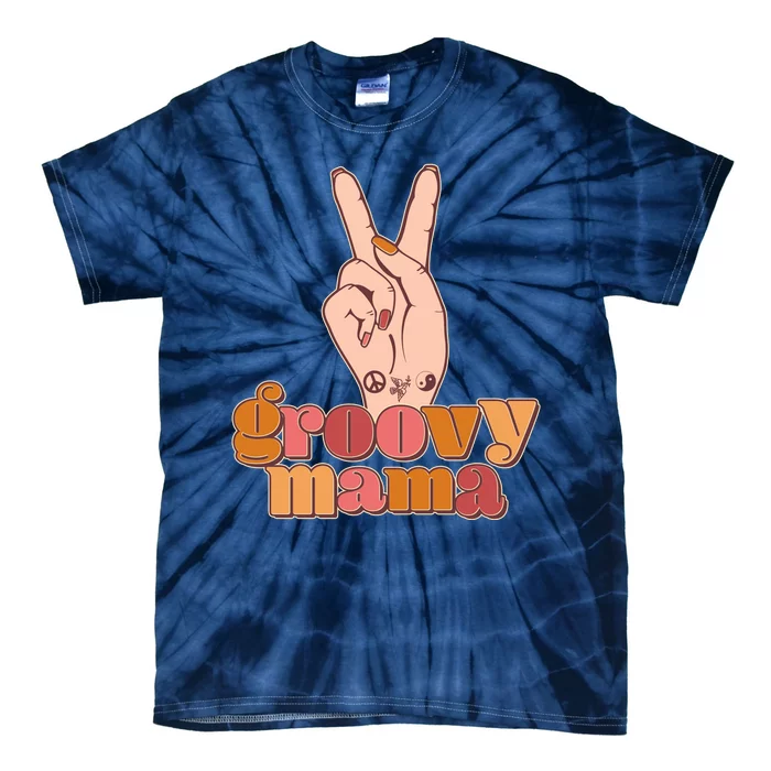 Retro Vintage Groovy Mama Peace Sign Tie-Dye T-Shirt