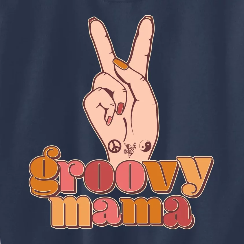 Retro Vintage Groovy Mama Peace Sign Kids Sweatshirt