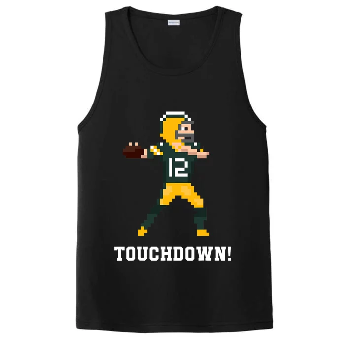 Retro Video Game Touchdown  Green Bay Football Performance Tank