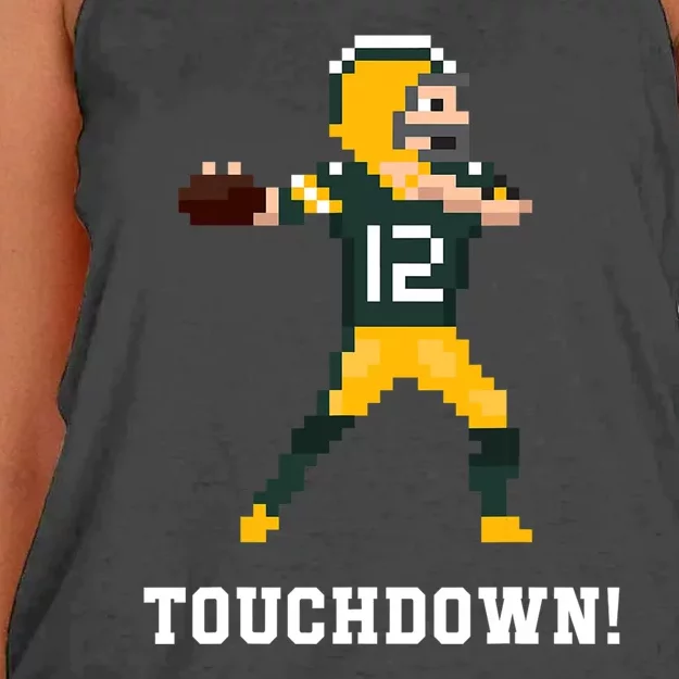 Retro Video Game Touchdown  Green Bay Football Women's Knotted Racerback Tank