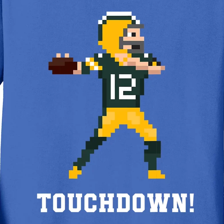 Retro Video Game Touchdown  Green Bay Football Kids Long Sleeve Shirt