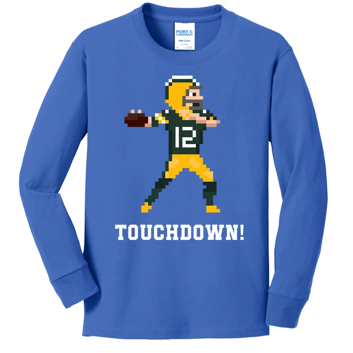 Retro Video Game Touchdown  Green Bay Football Kids Long Sleeve Shirt