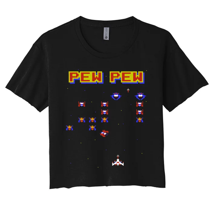 Retro Video Game Old School Game 80s Vintage Gaming Women's Crop Top Tee