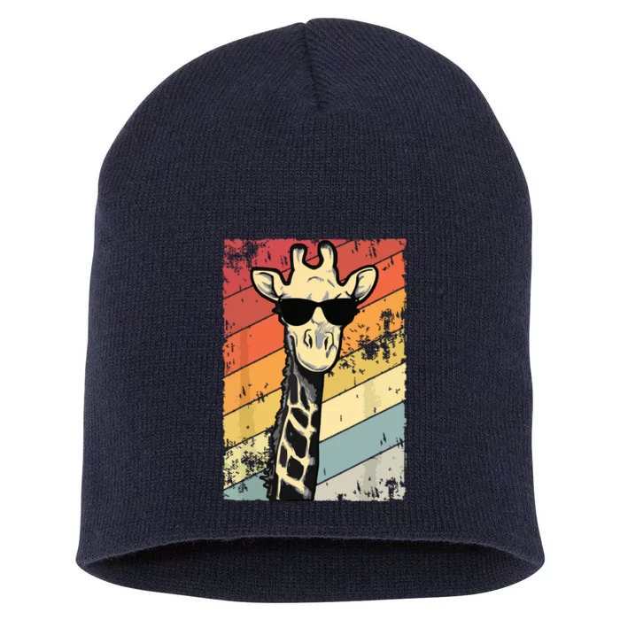 Retro Vintage Giraffe Sunglasses Gift Funny Animal Lover Short Acrylic Beanie