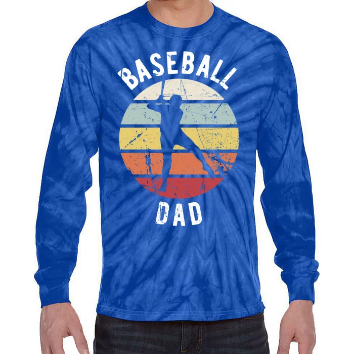 Retro Vintage Gift Sports Fan Gift Funny Baseball Dad Great Gift Tie-Dye Long Sleeve Shirt