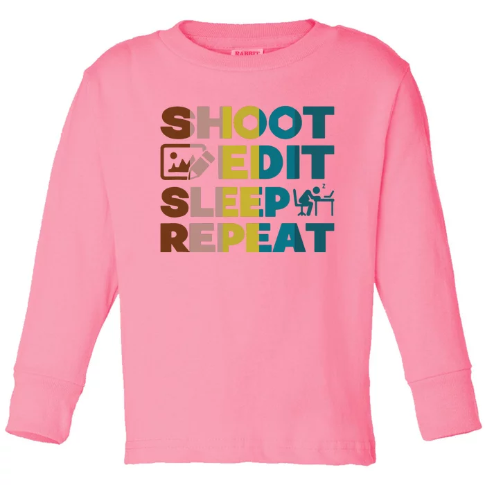 Retro Vintage Gift For Photographer Photography Shoot Toddler Long Sleeve Shirt