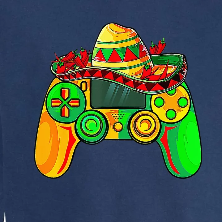 Retro Video Gamer Cinco De Mayo Let's Fiesta Party Gaming Garment-Dyed Sweatshirt