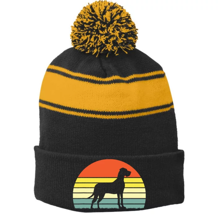 Retro Vintage Great Dane Dog Gifts For Men Women Kids Stripe Pom Pom Beanie