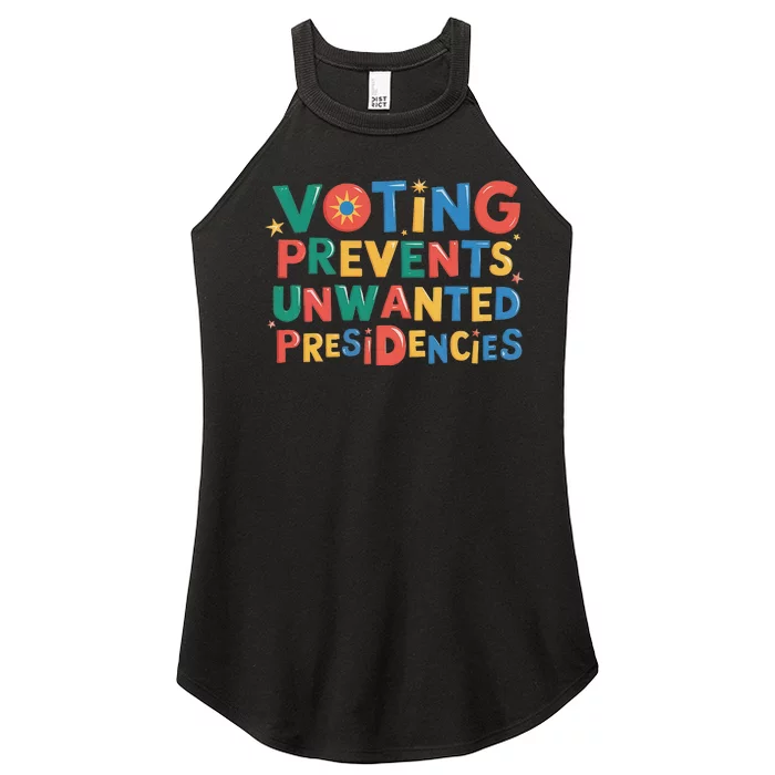 Retro Vintage Groovy Voting Prevents Unwanted Presidencies Women’s Perfect Tri Rocker Tank