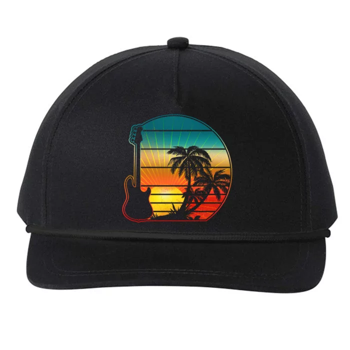 Retro Vintage Guitar Sunset Sunrise Island Snapback Five-Panel Rope Hat