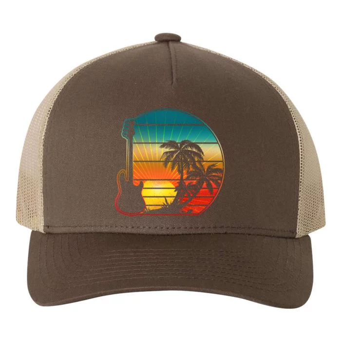 Retro Vintage Guitar Sunset Sunrise Island Yupoong Adult 5-Panel Trucker Hat