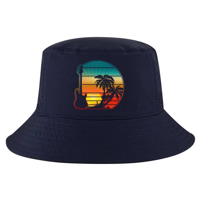 Retro Vintage Guitar Sunset Sunrise Island Cool Comfort Performance Bucket Hat