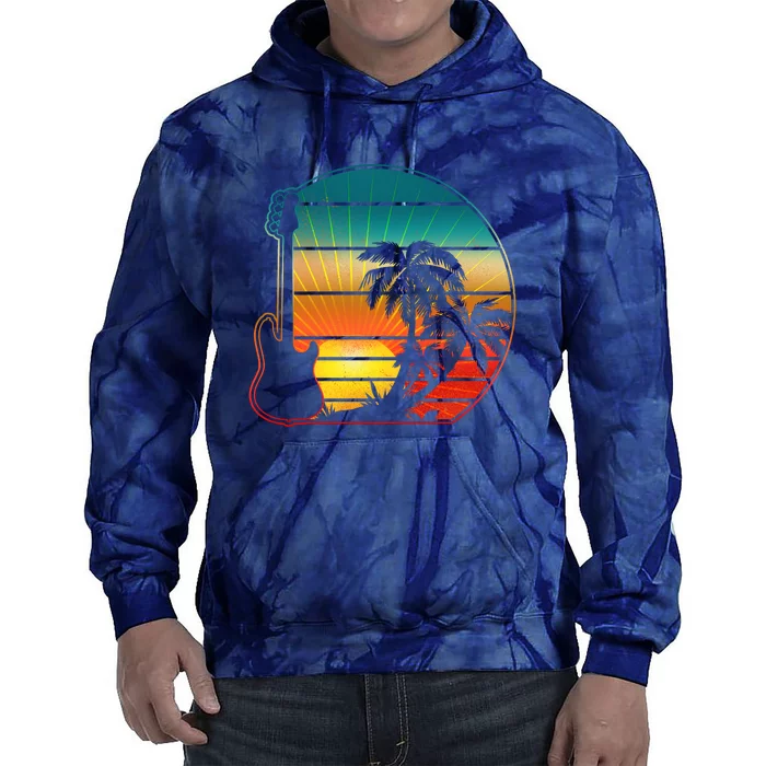 Retro Vintage Guitar Sunset Sunrise Island Tie Dye Hoodie