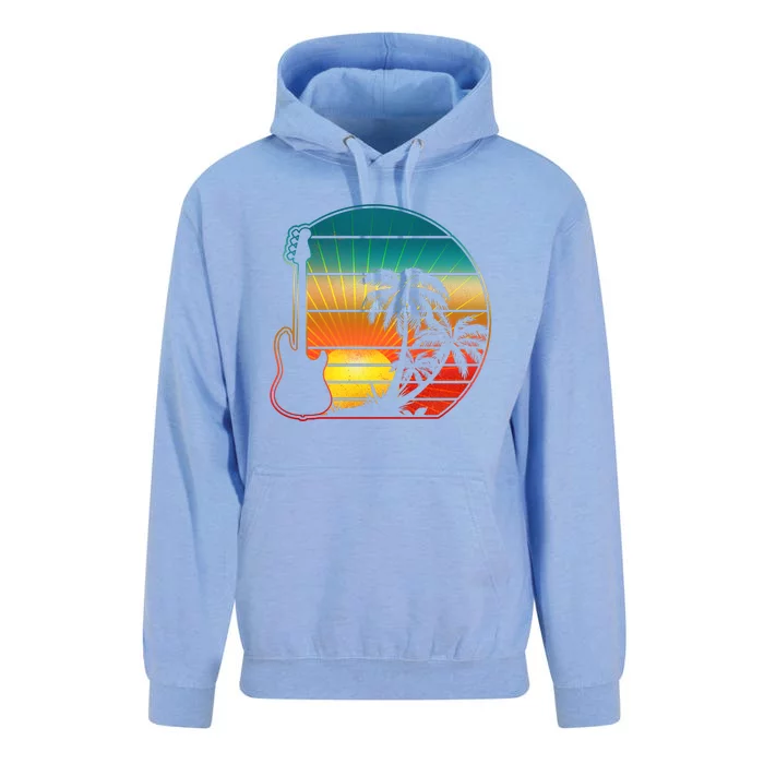 Retro Vintage Guitar Sunset Sunrise Island Unisex Surf Hoodie