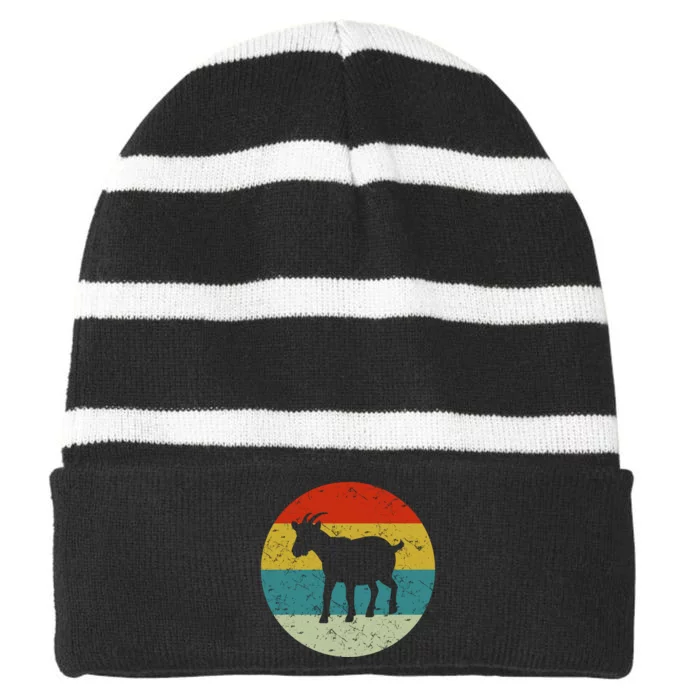 Retro Vintage Goat Striped Beanie with Solid Band