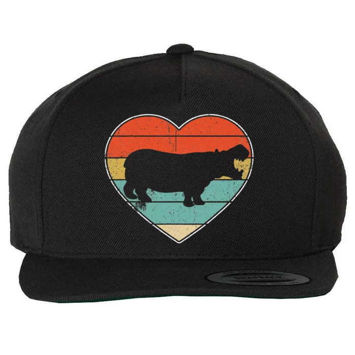 Retro Vintage Hippo Heart Valentine Gift Cute Wool Snapback Cap