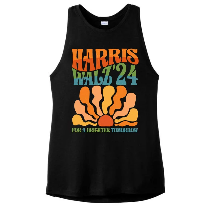 Retro Vintage Harris Walz For A Brighter Future 2024 Election Ladies Tri-Blend Wicking Tank