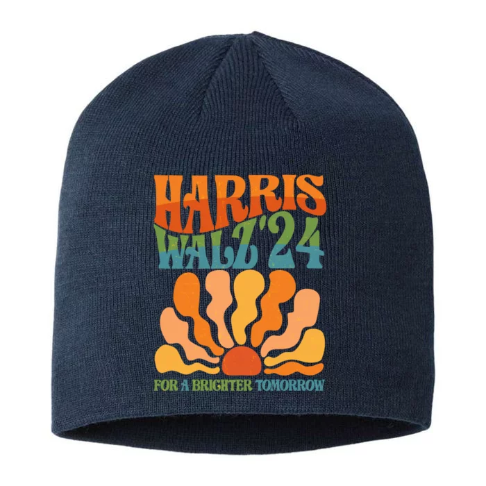 Retro Vintage Harris Walz For A Brighter Future 2024 Election 8 1/2in Sustainable Knit Beanie