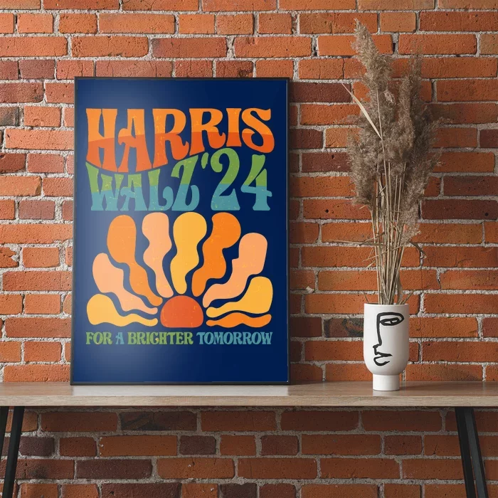 Retro Vintage Harris Walz For A Brighter Future 2024 Election Poster