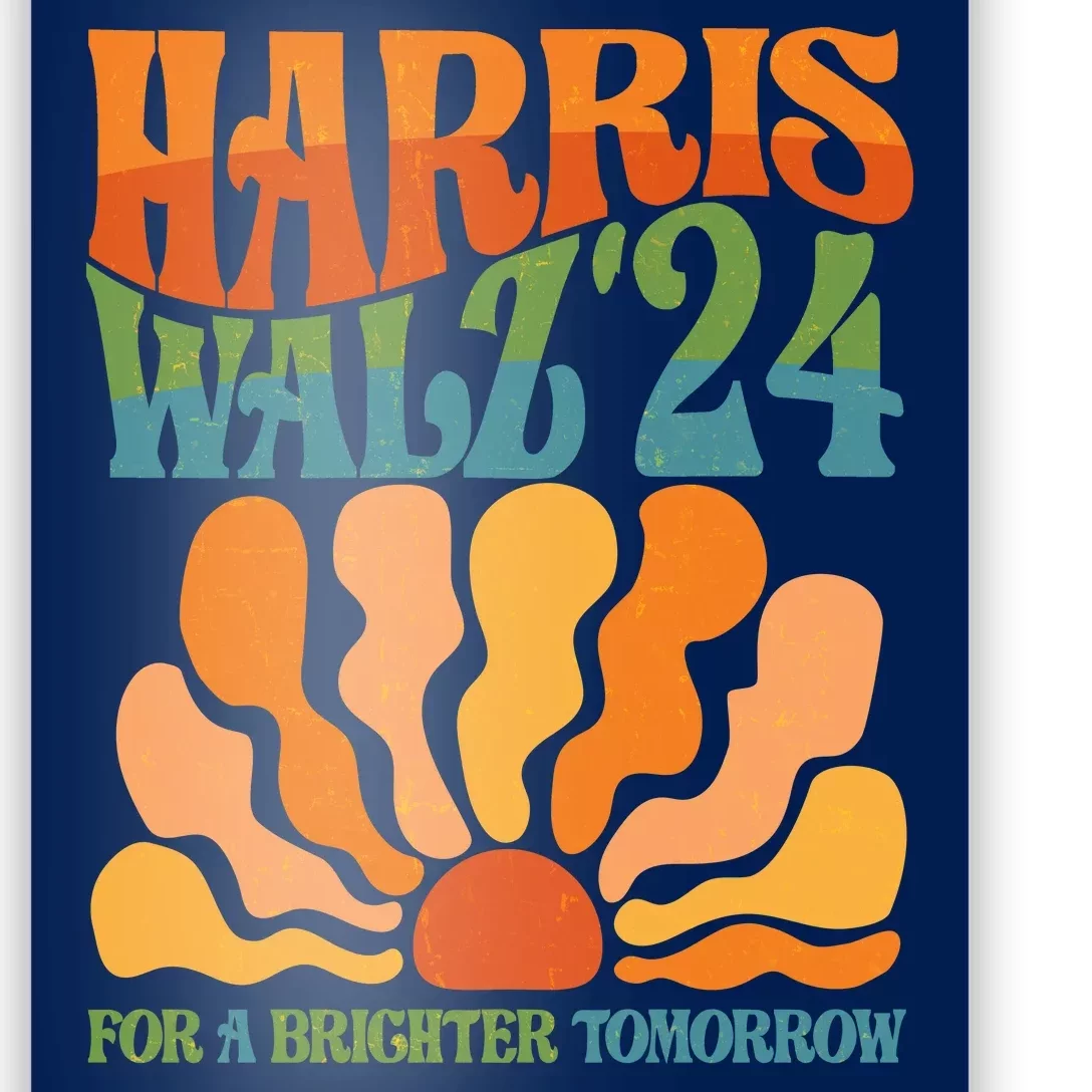 Retro Vintage Harris Walz For A Brighter Future 2024 Election Poster