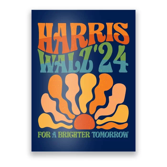 Retro Vintage Harris Walz For A Brighter Future 2024 Election Poster