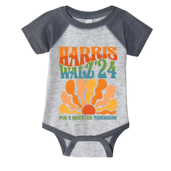 Retro Vintage Harris Walz For A Brighter Future 2024 Election Infant Baby Jersey Bodysuit