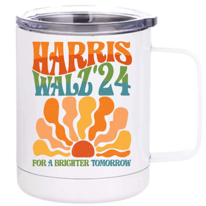 Retro Vintage Harris Walz For A Brighter Future 2024 Election Front & Back 12oz Stainless Steel Tumbler Cup