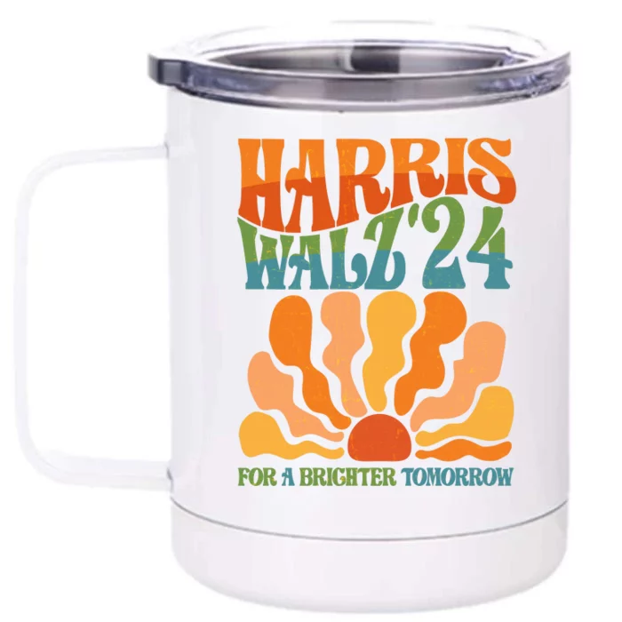 Retro Vintage Harris Walz For A Brighter Future 2024 Election Front & Back 12oz Stainless Steel Tumbler Cup