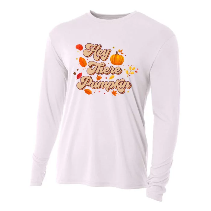 Retro Vintage Hey There Pumpkin Season Autumn Leaves Cooling Performance Long Sleeve Crew