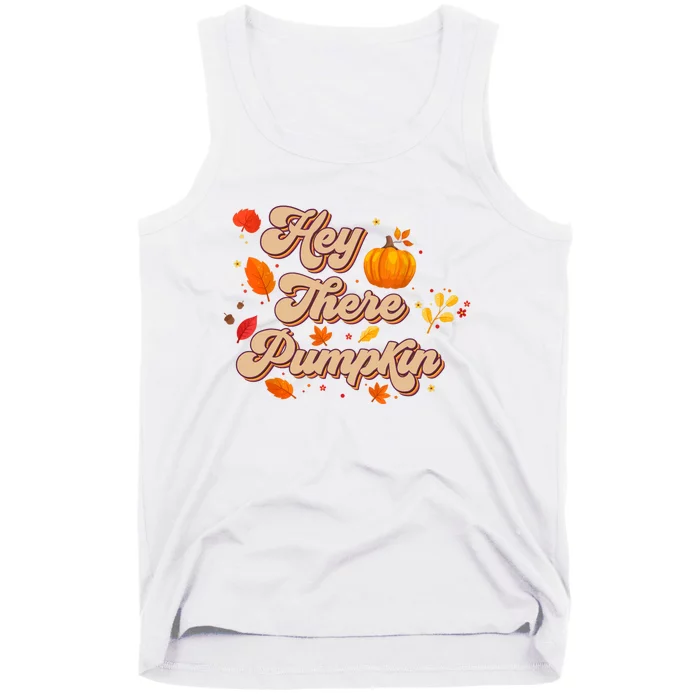 Retro Vintage Hey There Pumpkin Season Autumn Leaves Tank Top