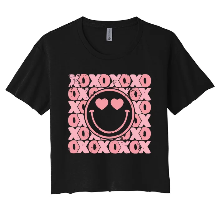 Retro Valentine Heart Xoxo Women's Crop Top Tee