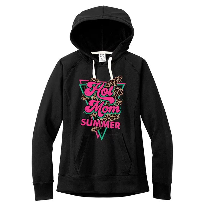 Retro Vintage Hot Mom Summer Vibes Leopard Print Summer Women's Fleece Hoodie