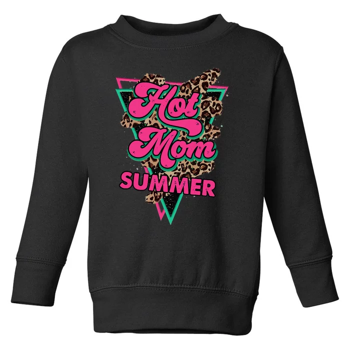 Retro Vintage Hot Mom Summer Vibes Leopard Print Summer Toddler Sweatshirt