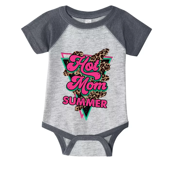 Retro Vintage Hot Mom Summer Vibes Leopard Print Summer Infant Baby Jersey Bodysuit