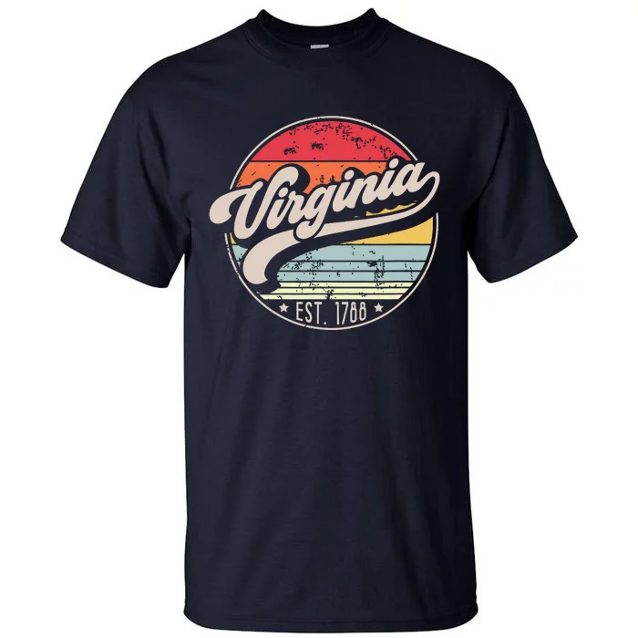 Retro Virginia Home State Va Cool 70s Style Sunset Tall T-Shirt