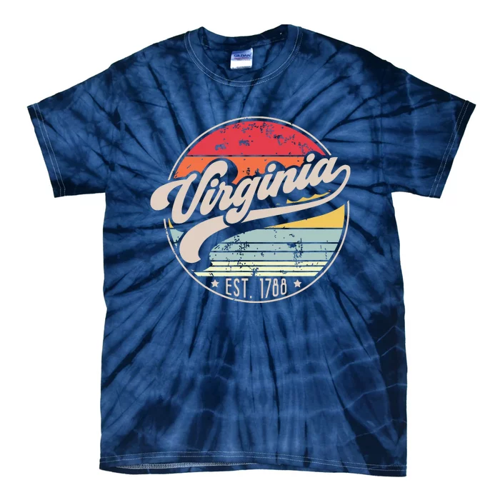 Retro Virginia Home State Va Cool 70s Style Sunset Tie-Dye T-Shirt