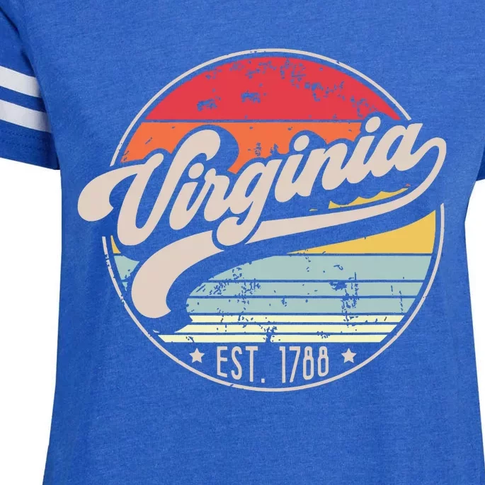 Retro Virginia Home State Va Cool 70s Style Sunset Enza Ladies Jersey Football T-Shirt