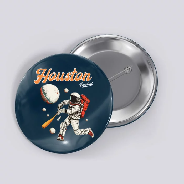 Retro Vintage Houston Texas Baseball Astronaut Crush City Button