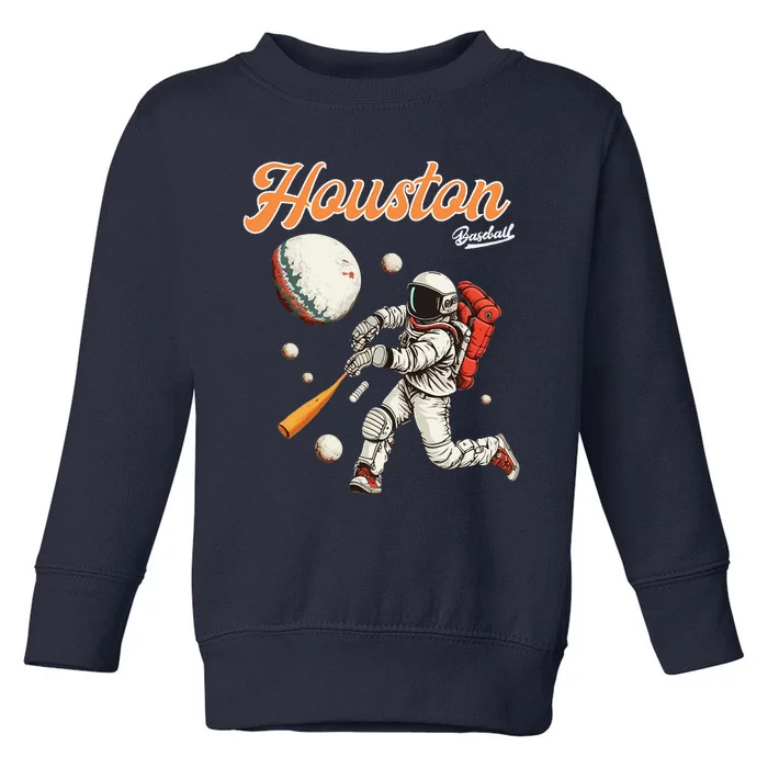 Retro Vintage Houston Texas Baseball Astronaut Crush City Toddler Sweatshirt