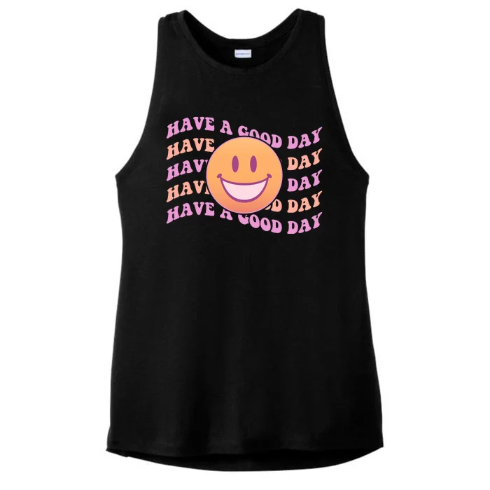 Retro Vintage Have A Good Day Smiley Emoji Ladies Tri-Blend Wicking Tank