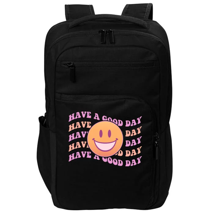 Retro Vintage Have A Good Day Smiley Emoji Impact Tech Backpack